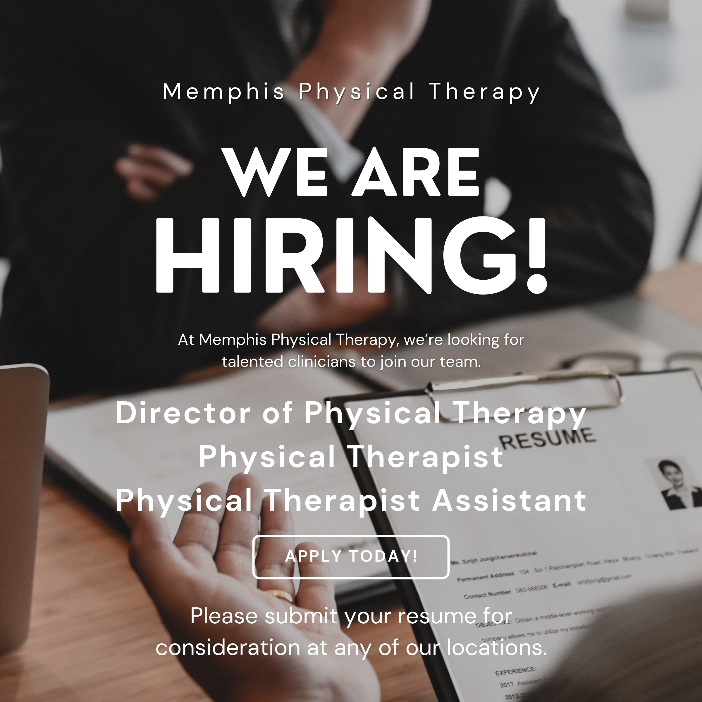 Join Our Team Hiring A Physical Therapist In Memphis Memphis Join Our Team Hiring A Physical Therapist In Memphis Memphis